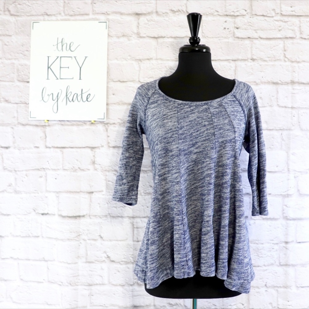 Anthropologie Deletta Blue Short Sleeve Swing Top